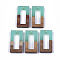 Resin & Walnut Wood Pendants, Rectangle, Medium Turquoise, 27~28x14.5x3~4mm, Hole: 1.5mm