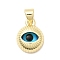 Brass Resin Charms, Evil Eye, Long-Lasting Plated, Rack Plating, Lead Free & Cadmium Free, Real 18K Gold Plated, 13x10.5x5mm, Hole: 4x3.5mm
