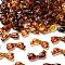 Transparent Acrylic Beads, Bowknot, Golden Metal Enlaced, Brown, 13.5x29x6mm, Hole: 1.6mm, about 472pcs/500g