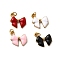 304 Stainless Steel Enamel Pendant, Bowknot Charms, Ion Plating(IP), Real 18K Gold Plated, with Jump Ring, Mixed Color, 12.5x12.5x3mm, Hole: 2.4mm