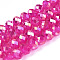 Baking Painted Glass Beads Strands, Imitation Jade, Faceted, AB Color Plated, Rondelle, Fuchsia, 8x6~6.5mm, Hole: 1.2mm, about 60~62pcs/strand, 39~40cm