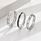 3Pcs Hollow Out 304 Stainless Steel Micro Pave Clear Cubic Zirconia with Enamel Finger Rings, Stainless Steel Color, US Size 6(16.5mm)