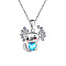 Alloy Animal Axolotl Pendant Necklaces for Women, with Aquamarine Rhinestone, Platinum, 17.72 inch(45cm)