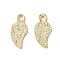 Brass Pendants, Leaf, Real 24K Gold Plated, 9x4x0.5mm, Hole: 1mm