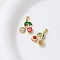 Brass Micro Pave Cubic Zirconia Pendants, Cherry Charms, Golden, 25x14mm