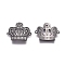 Brass Micro Pave Cubic Zirconia Links connectors, Crown, Clear, Gunmetal, 15x18x1.5mm, Hole: 0.8mm