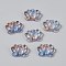 Handmade Lampwork Beads, Two Tones, Lotus, Colorful, 15.5x20.5x7mm, Hole: 1.4mm