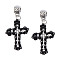 2Pcs Glass Seed Beaded Cross Pendants, with Tibetan Style Alloy Tube Bail, Black, 40mm, Hole: 3.5mm