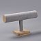 Velvet T-Shaped Bar Bracelet Display Stands with Wooden Base, Tabletop Bracelet Organizer Holder, Gainsboro, 238x91x144mm
