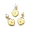 Brass & Natural Pearl Heart Lock Pendants, Rack Plating, Long-Lasting Plated, Cadmium Free & Lead Free, Real 18K Gold Plated, 24.5mm, Hole: 1.8mm