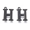 304 Stainless Steel Charms, Laser Cut, Alphabet, Electrophoresis Black, Letter.H, 12x9x0.8mm, Hole: 1mm