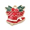 Christmas Theme Alloy Enamel Pendants, Light Gold, Christmas Bell, 20x20x3mm, Hole: 3mm