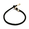 Cotton Cord Bracelets, with Brass Finding, Long-Lasting Plated, Real 24K Gold Plated, Black, 8-1/2 inch(21.5cm)~9 inch(23cm)