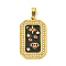 Ion Plating(IP) 304 Stainless Steel Pendants, with Enamel and Rhinestone, Rectangle with Tarot Charm, Real 18K Gold Plated, Black, 32x19.5x2mm, Hole: 6.5x4mm