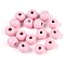 Spray Painted Round Natural Schima Wood Beads, Pearl Pink, 6~6.5x4.5~5mm, Hole: 1.6~1.8mm