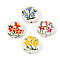 Handmade Porcelain Beads, Famille Rose Porcelain, Flat Round & Flower, Mixed Color, 19~20x8~9mm, Hole: 1.8~2mm