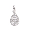 Brass Micro Pave Cubic Zirconia Pendants, teardrop, Platinum, 11.5x7x1.5mm, Hole: 1mm