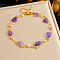 304 Stainless Steel & Plastic Pearl & Nuggets Natural Amethyst Double Layer Anklets, Golden, 8-5/8 inch(220mm)