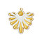 304 Stainless Steel White Enamel Pendants, Fan Charms, Ion Plating(IP), Real 18K Gold Plated, 25x25mm