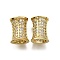 Brass Micro Pave Cubic Zirconia European Beads, Column, Long-Lasting Plated, Lead Free & Cadmium Free, Rack Plating, Real 18K Gold Plated, 11x8.5mm, Hole: 4mm