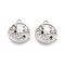 Alloy and Rhinestone Pendants, Flat Round with Fish, Platinum, 21x18.5x3mm, Hole: 1.6mm