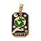 Ion Plating(IP) 304 Stainless Steel Enamel Pendants, Real 18K Gold Plated, Tarot Charm, Earth, 32x19.5x2mm, Hole: 7.5x4mm