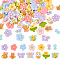 84Pcs 14 Styles Spring Theme Opaque Resin Cabochons, Bees & Flower, Mixed Color, 17~22.5x10.5~23.5x4.5~8mm, 6pcs/style