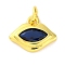 Rack Plating Brass Micro Pave Cubic Zirconia Charms, Long-Lasting Plated, Cadmium Free & Lead Free, Real 18K Gold Plated, Horse Eye Charms, Dark Blue, 10x13x2.5mm, Hole: 3.5mm