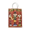 Christmas Nutcracker Kraft Paper Bags, Heavy Duty Storage Reusable Shopping Bags, Rectangle with Handles, Red, 20.7x15x8.2cm