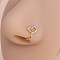 Brass Pave Clear Cubic Zirconia U Shaped Clip on Nose Rings, Golden, Heart, 10x8mm
