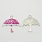 Alloy Enamel Pendants, Cadmium Free & Nickel Free & Lead Free, Christmas Umbrella, Platinum, Deep Pink, 26x28x3mm, Hole: 2mm