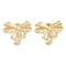 Brass Stud Earrings for Women, Bowknot, Real 18K Gold Plated, 19x22mm