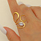 304 Stainless Steel with Cubic Zirconia Cuff Rings for Women, Real 18K Gold Plated, Teardrop, Inner Diameter: 16mm