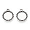 Tibetan Style Alloy Pendant Cabochon Settings, Cadmium Free & Lead Free, Flat Round, Antique Silver, Tray: 10mm, 15.5x12.5x1.5mm, Hole: 1.8mm