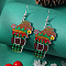 Acrylic Christmas Series Dangle Earrings, Platinum, Colorful, 66x30mm