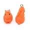 Resin Pendant, with Iron Findings, Platinum, Rabbit, Orange, 21x12x21mm, Hole: 1.8mm