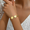 Vintage Hollow Flower Real 18K Gold Plated Brass Rhinestone Link Bracelets for Women