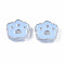 Transparent Acrylic Beads, with Enamel, Cat Paw Print, Light Sky Blue, 22x25x8.5mm, Hole: 3mm