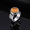 304 Stainless Steel with Natural Tiger Eye Finger Rings for Men, Flat Round, Stainless Steel Color, US Size 10(19.8mm)