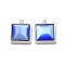 304 Stainless Steel Charms, with Cat Eye, Saqure Charms, Real 14K Gold Plated, Sky Blue, 14.5x12x5.3mm, Hole: 1.4mm