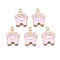 Alloy Enamel Pendants, Cadmium Free & Nickel Free & Lead Free, Light Gold, Clothes, Pearl Pink, 21.5x15.5x1.5mm, Hole: 1.8mm