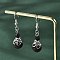 Natural Lava Rock Bead Dangle Earrings, with Brass Earring Hooks, Alloy and Iron Findings, Platinum, 42mm