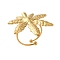 Ion Plating(IP) 304 Stainless Steel Leaf Open Cuff Rings for Women, Golden, 31x30mm