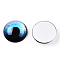 Glass Cabochons, Half Round with Eye, Light Sky Blue, 20x6.5mm