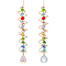 2Pcs Glass Pendant Decorations, Spiral & Teardrop, with Brass Chains, Faceted, Mixed Color, 510mm