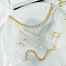 Star Moon Iron & Aluminum & Zinc Alloy Multilayer Necklace & Curb Chain Bracelet & Ring & Earring Sets, Golden, 430mm & 23mm & 190mm & 13mm
