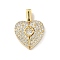 Brass Micro Pave Cubic Zirconia Pendants, Openable Heart Charms, Real 18K Gold Plated, 25x18x5mm, Hole: 4.5x2mm