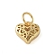 925 Sterling Silver 3D Hollow Flower Heart Charms, with Jump Rings and 925 Stamp, Golden, 9x9.5x3.5mm, Hole: 4.8mm