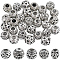 40Pcs 5 Styles Alloy European Beads, Large Hole Beads, Rondelle, Hollow, Antique Silver, 10.5~11x9~11mm, Hole: 2~5mm, 8pcs/style