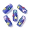 Handmade Lampwork Enamel Beads, Hand Painted Beads, Bumpy Column with Starfish, Cornflower Blue, 29.5~30.5x13.5~16mm, Hole: 3mm